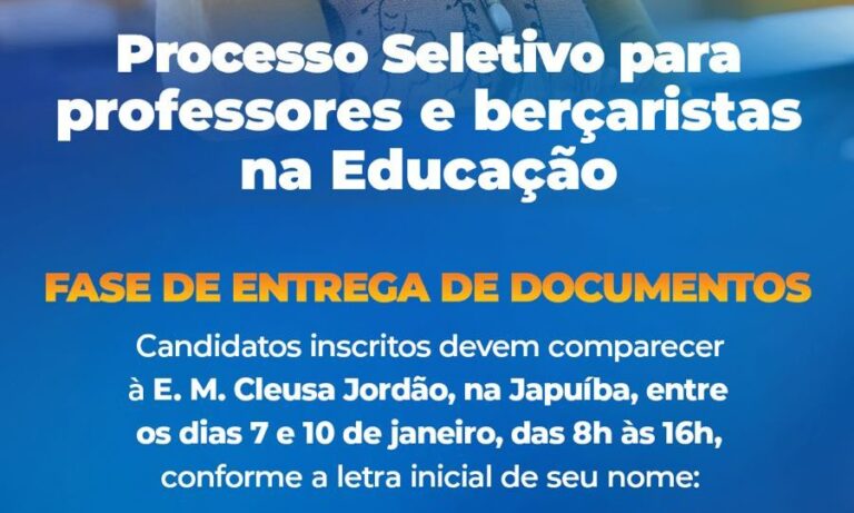 Organização da Entrega de Documentos do Processo Seletivo da Educação em Angra dos Reis