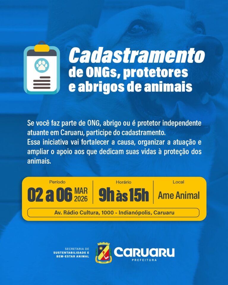 Prefeitura de Caruaru Inicia Cadastramento para ONGs e Protetoress de Animais